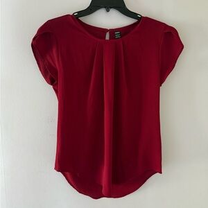 SHEIN Tulip Cap Sleeve Deep Red Blouse